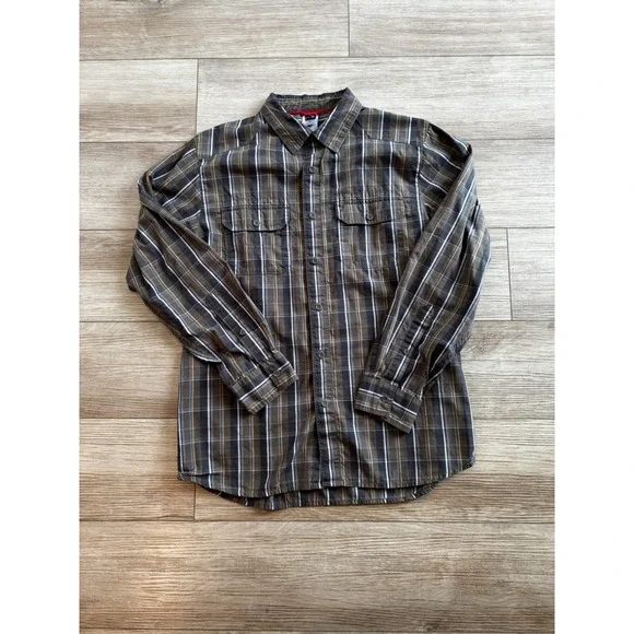 The North Face Mens Plaid Button Down Shirt Brown Olive Green M Gorpcore