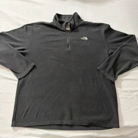 The North Face Men's Quarter Zip Smokey Grey XL Warm Fleece Cap Rock Texture Gym
