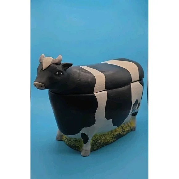Sakura Warren Kimble Cookie Jar Holstein Cow Ceramic Hand Painted B&W