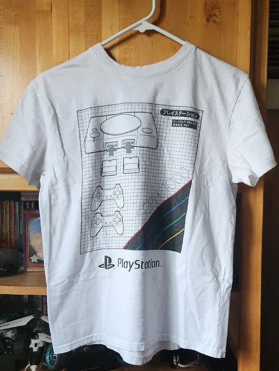 Sony‎ White PlayStation Graphic Tee with Black and Multicolor Accents