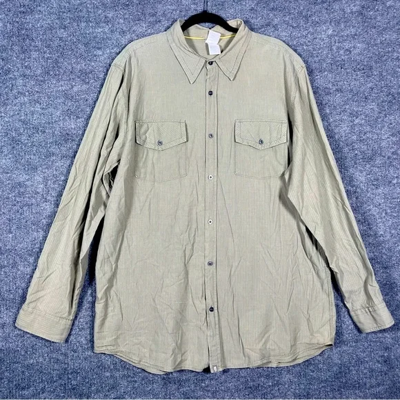 The North Face Men’s XXL Green Striped Long Sleeve Button Down Lightweight Shirt