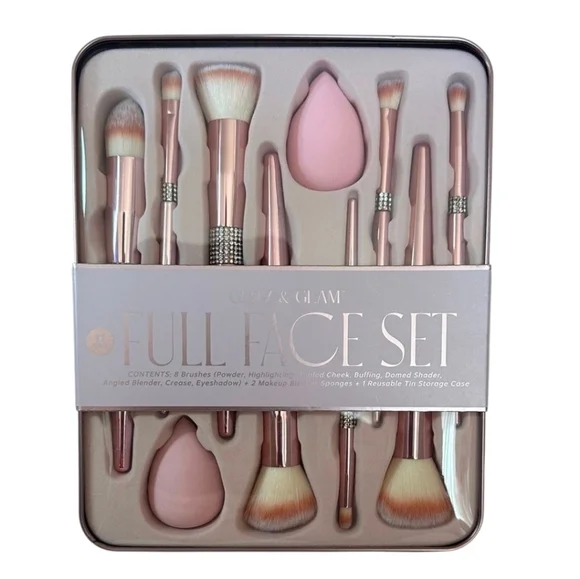 💕🔹️Glitz & Glam 🔹️Full Face Makeup 11pc Brush Set - Pink