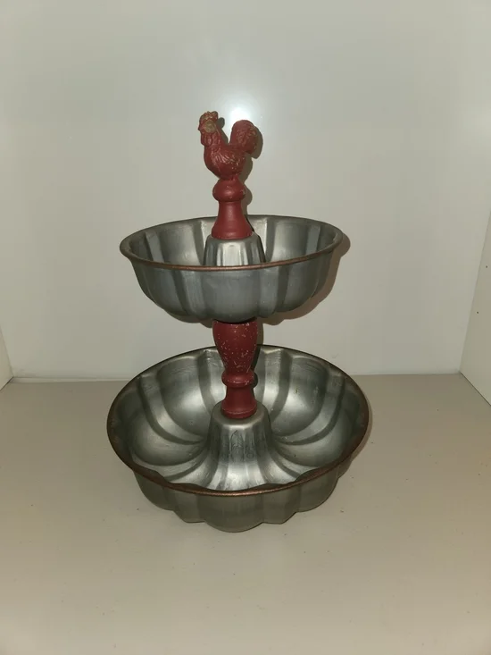 Red Shed Two-Tier Metal Serving Fruit Stand with Red Rooster Accent 14