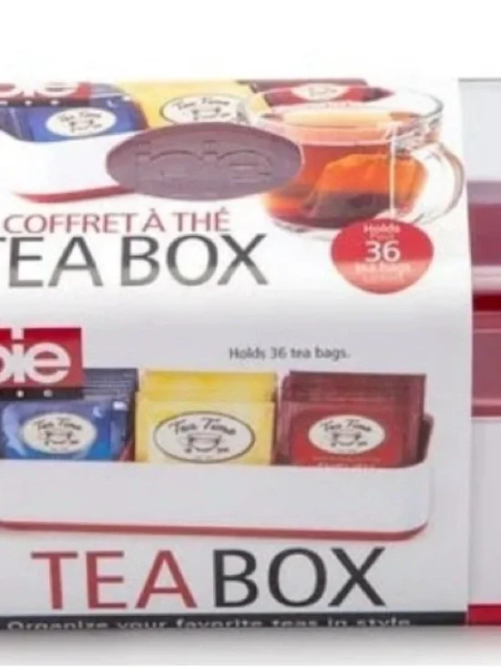 Joie Tea Box Organizer in White with Red Accents