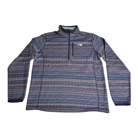 The North Face Gordon Lyons Fleece Fair Isle Cosmic Blue Pullover 1/4 Zip Mens M