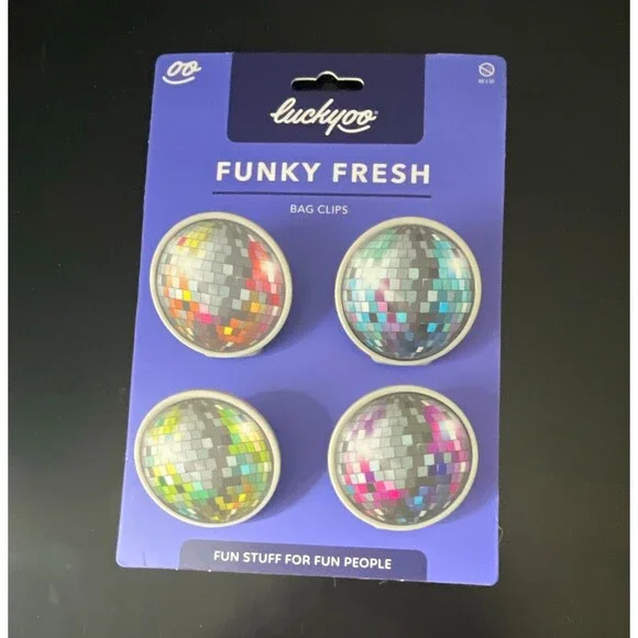 luckyoo Funky Fresh Reusable Bag Clips 4-Pack Plastic Small, Multicolor