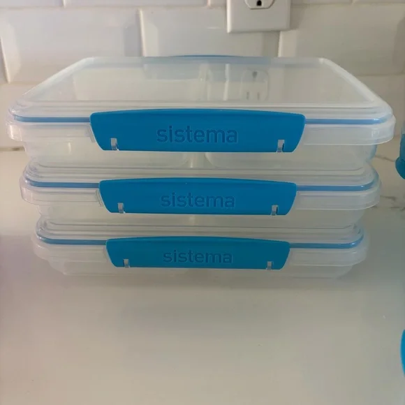 Sistema Blue Avocado Meal Prep Storage Travel Containers Food Kitchen Lot