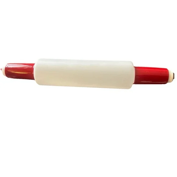 Tupperware Fill N Chill Large Classic Plastic Rolling Pin 16'' Red Handles