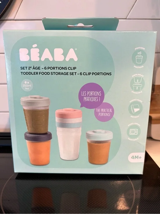BEABA Clip 6-Piece 8 oz Baby Toddler Food Storage Container Set NEW