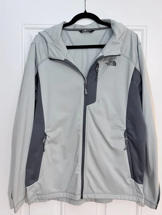 The North Face Women's Light Gray and Dark Gray Hooded Softshell Jacket