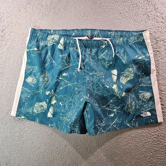 NWOT The North Face Swim Shorts Trunks‎ Men's XXL Flash Dry Abstract Green Lined