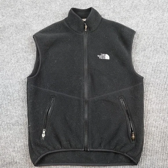 Vintage North Face Vest Mens Medium Black Fleece Full Zip Outdoor Hiking USA