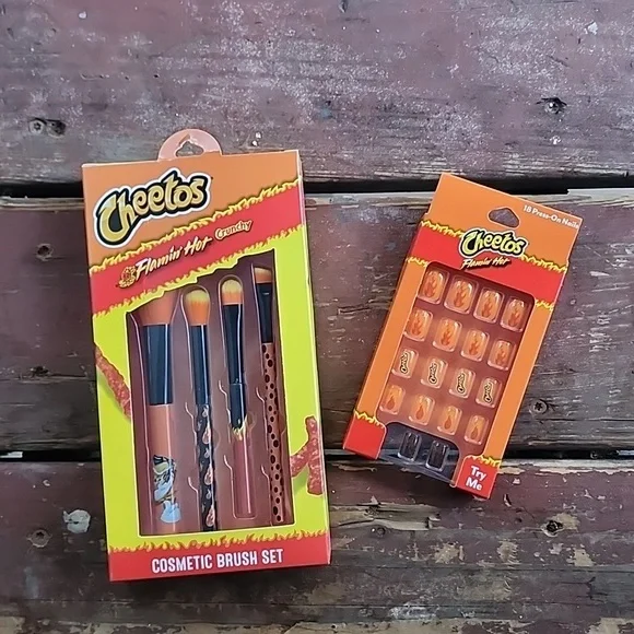 Hot Cheetos Flaming Hot Nail And Makeup Brush Set