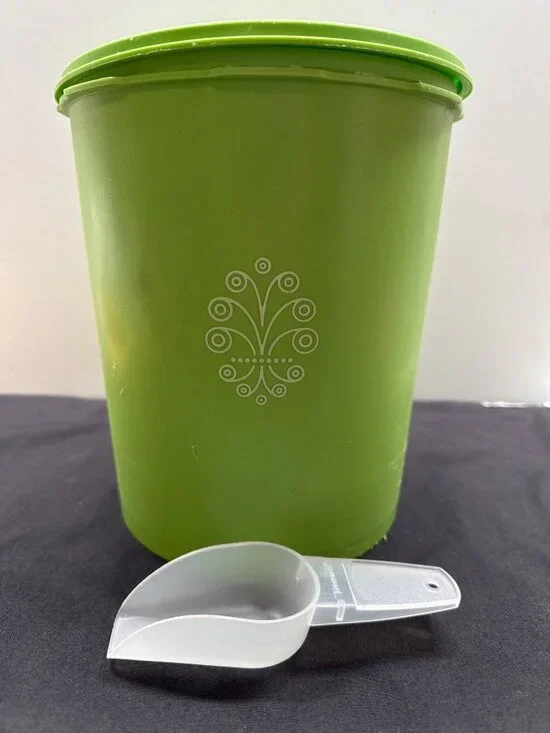 Tupperware Green Airtight Container With Scoop For Kitchen Storage