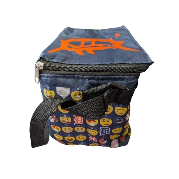 Detroit‎ Tigers MLB Lunch Bag Insulated Cooler Emoji Print Navy Blue Orange