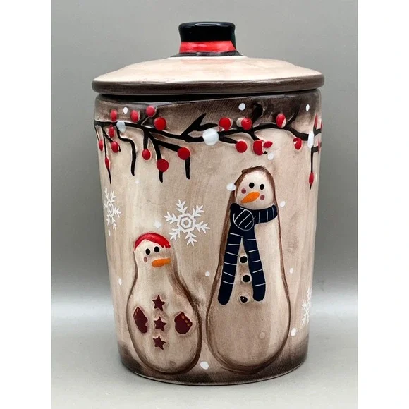 LTD Commodities Snowman Ceramic Kitchen Canister Winter Holiday Jar 5.5