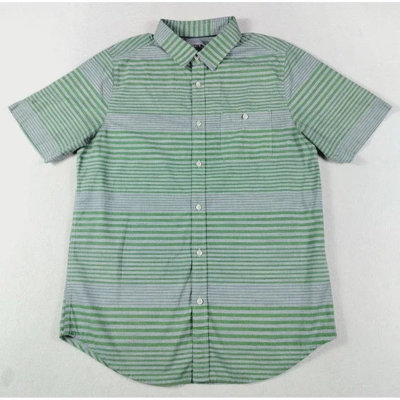 The North Face‎ Shirt Mens Large Green Stripe Short Sleeve Button Up Gorpcore