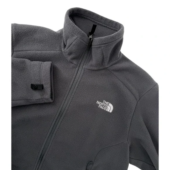 The North Face TKA 100 Mens Small Charcoal Grey Full Zip Fleece Jacket Mock Neck