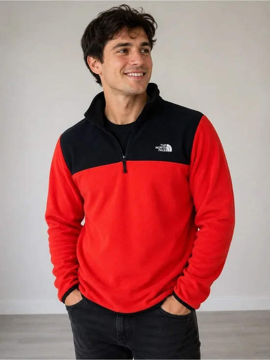 The North Face Orange & Black 1/4 Zip Fleece Pullover