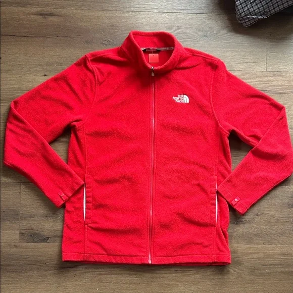 The North Face Bright Red Full-Zip Fleece Jacket ! Large