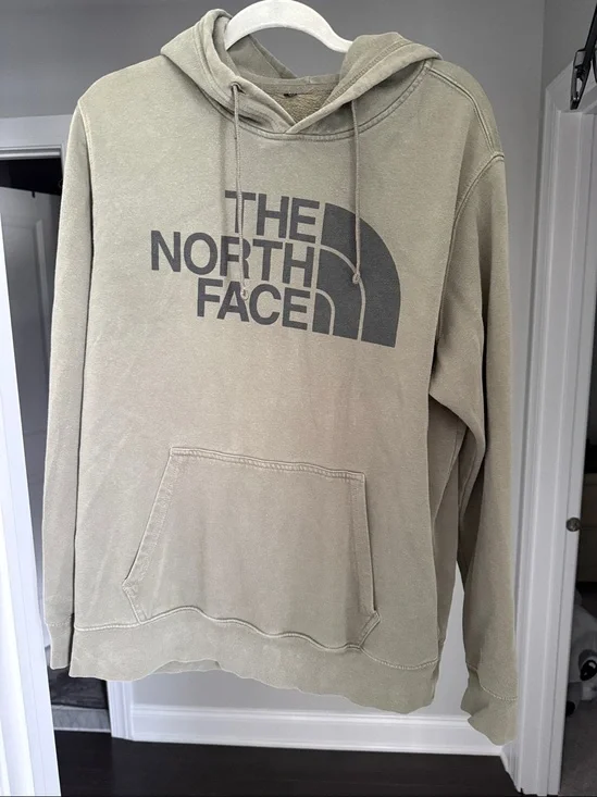 The North Face Men's Olive Green Crewneck Hoodie with Logo