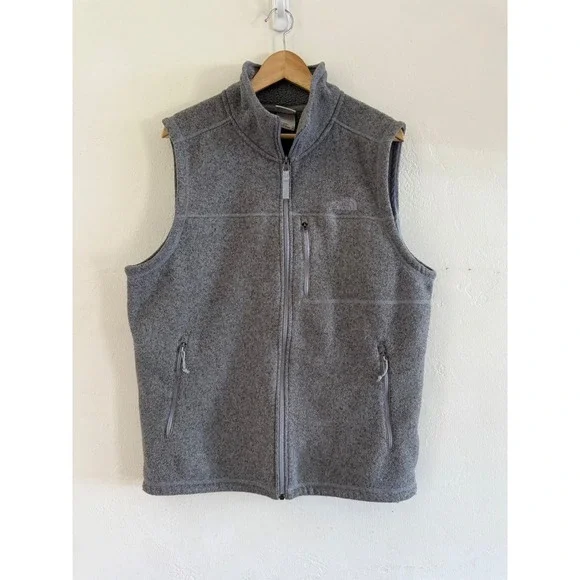 The North Face Mens Gordon Lyons Full Zip Fleece Vest Heather Grey Large