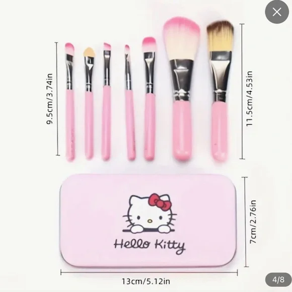 Hello Kitty 7pc Full Face Makeup Brush Set in Tin • Brand New