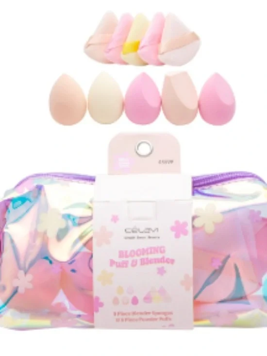 Celavi Blooming Puff & Blender Makeup Sponge Set - Pastel Pink/Peach/Cream