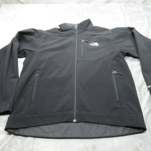 The North Face Jacket Mens Large Black Fleece Lined Softshell Full Zip Rain Wind