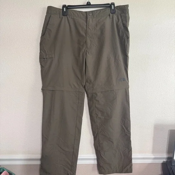 The North Face Convertible Pants Men's 38‎ Taupe 100% Nylon Snap Hiking Outdoor