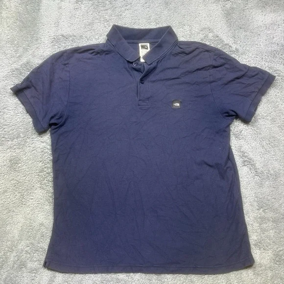The North Face Polo Shirt Men's L‎ Navy Patch Logo Outdoor Short Sleeve Casual