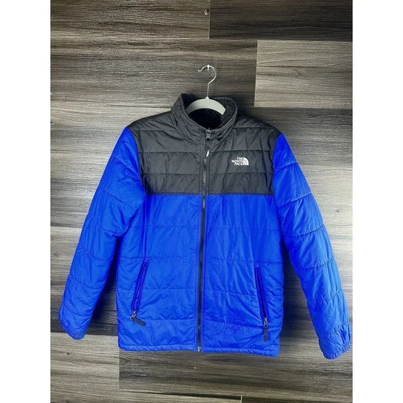 The North Face Outwear Jacket Kids Size‎ XL Blue Reverse Puffer Fleece