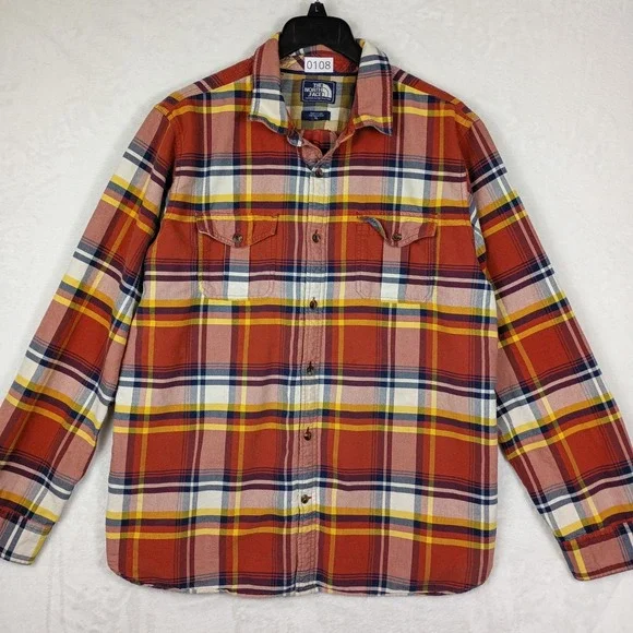 The North Face Mens XL Plaid‎ Button Down Shirt Red Yellow California Heritage