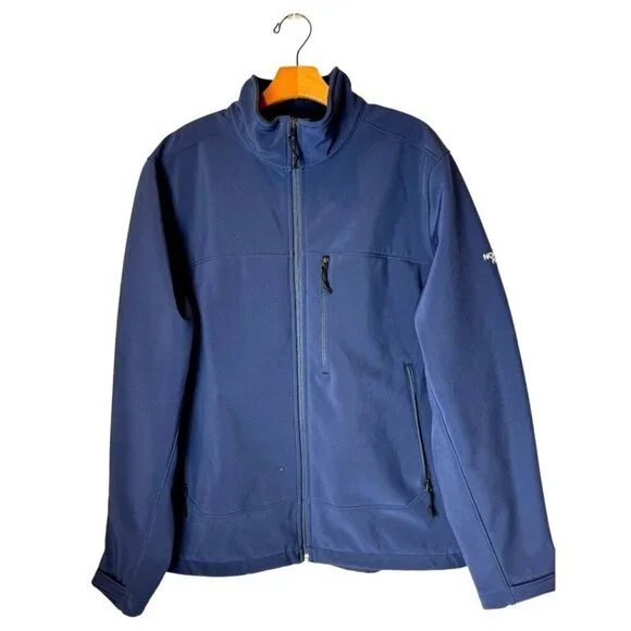 The North Face Coat Men Large Navy Blue Full Zip Mock Neck Soft‎ Shell Jacket