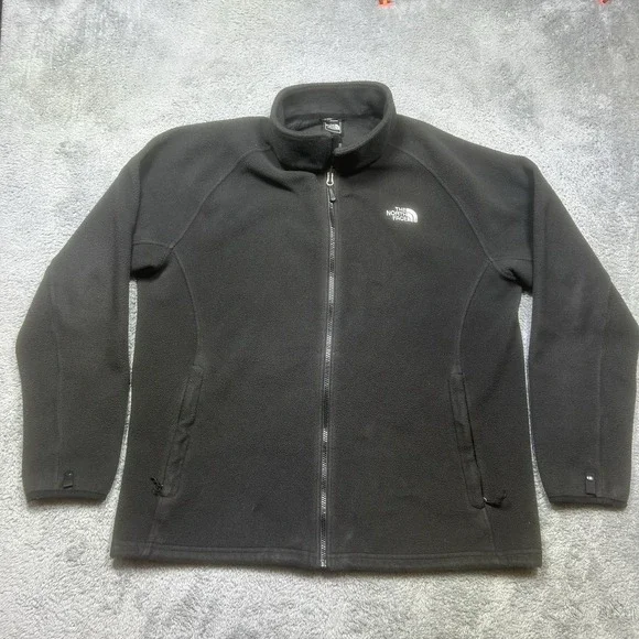 The North Face Fleece Jacket Men's XL Black Full Zip Pockets Outdoor Hiking C704