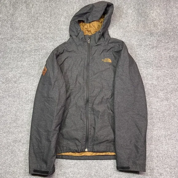 The North Face Jacket Mens Small Gray Hooded Insulated Full Zip Outdoor Hiking