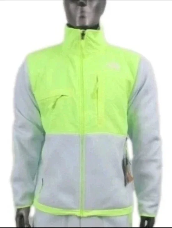 The North Face Mens Denali Polartec Yellow & Light Blue/Gray Full Zip Jacket