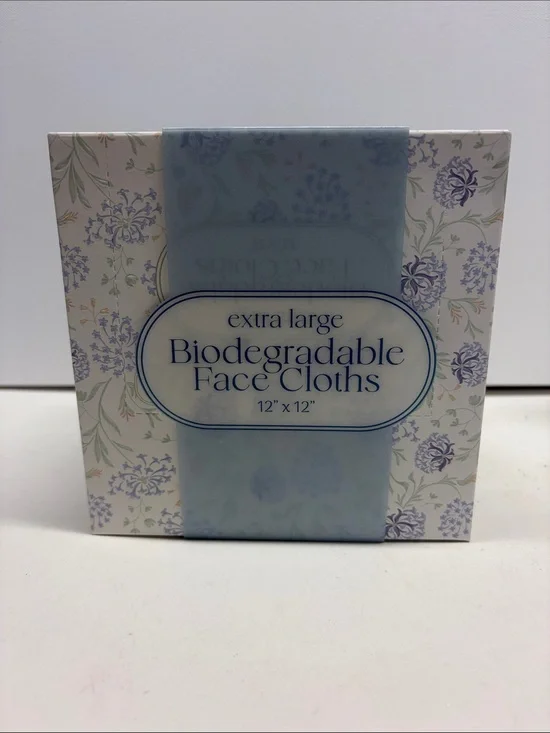Biodegradable Face Cloths - Extra Large White & Blue