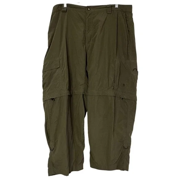 The North Face Convertible Cargo Pants Mens‎ XXL Green Nylon Hiking Zip Off