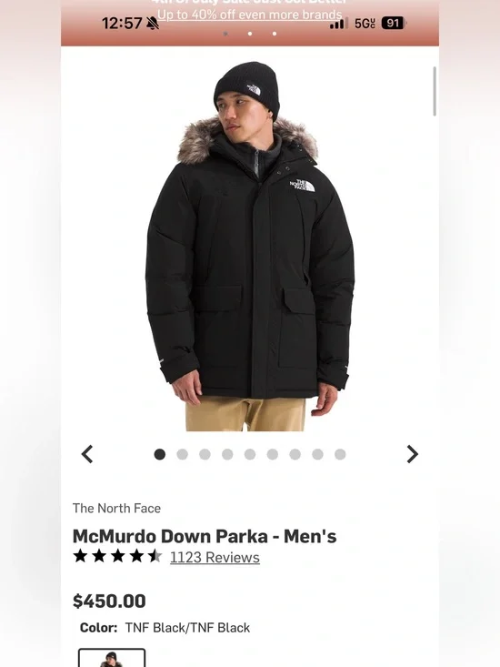 The north face men’s mccurdo down parka with fur hood removable medium