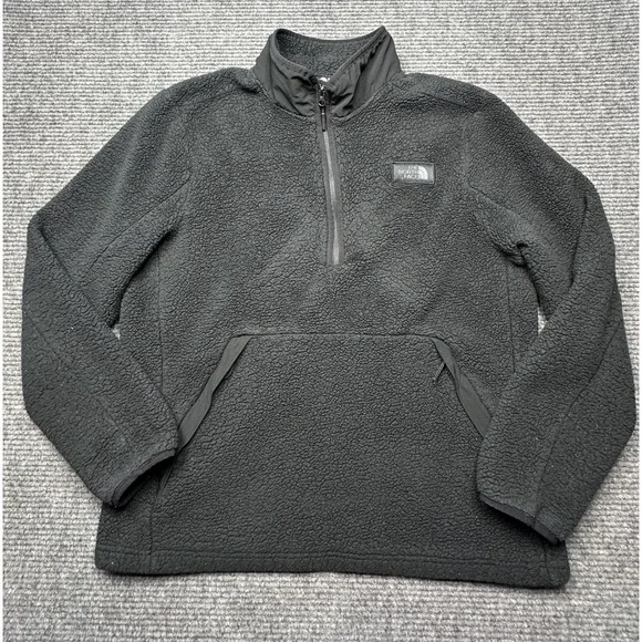 The North Face Fleece Pullover Men XL Black Quarter Zip Sherpa
