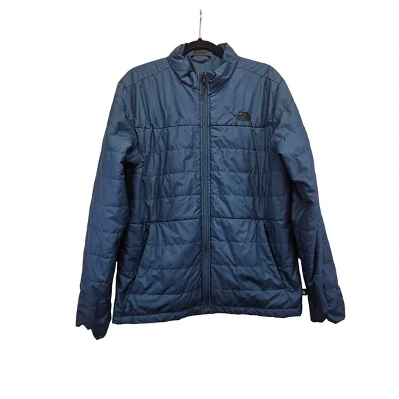 The North Face Mens Blue Quilted Puffer Jacket Full Zip Insulated Coat Medium