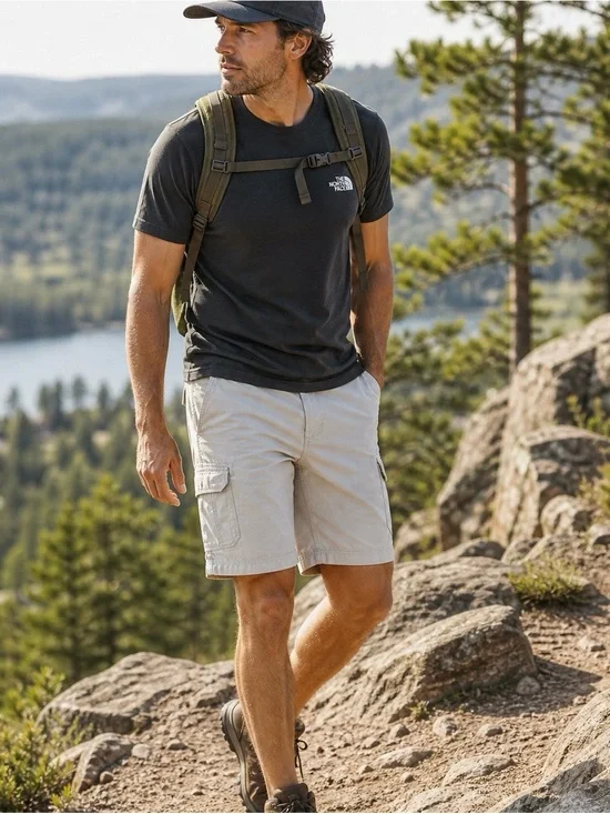 The North Face Cargo Shorts‎ Men’s 38 Khaki Outdoor Hiking Utility Casual