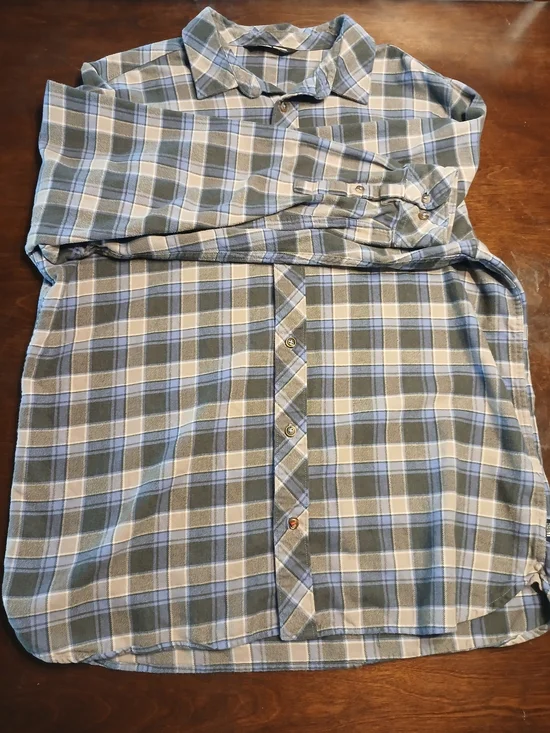 The North Face Blue Gray Plaid Flannel Shirt XL