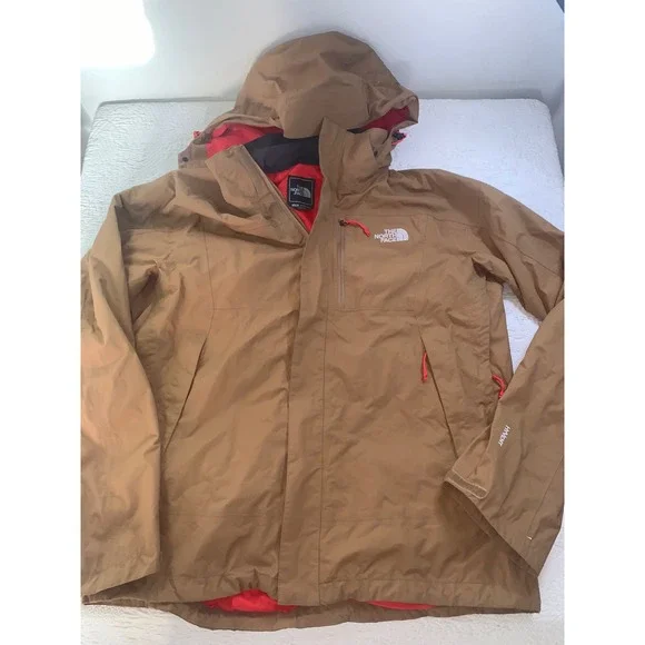 The North Face Varius Guide HyVent Jacket Mens Large Tan Brown Waterproof Shell