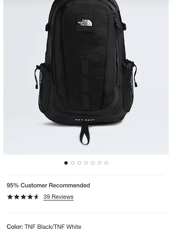 the north face hot shot 30L hiking backpack - black