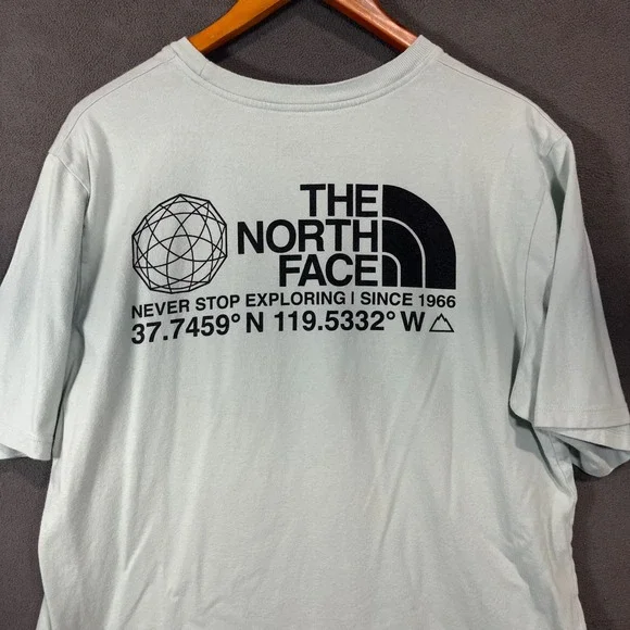 The North Face Mens Graphic T-Shirt Light Blue Coordinates Logo Size Large
