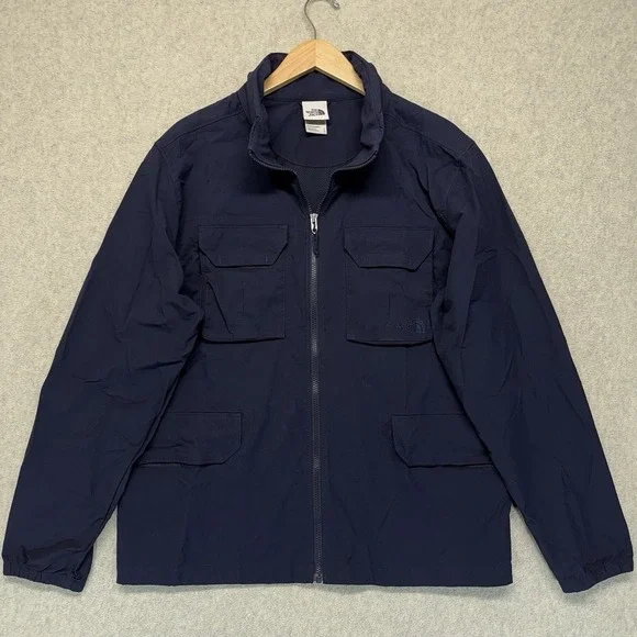 The North Face Mens L Utility Field Jacket Navy Full Zip Lightweight Cargo