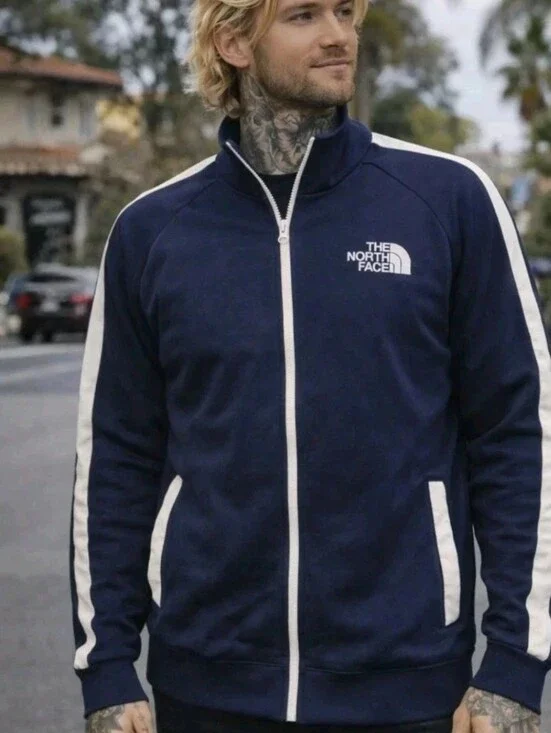 The North Face Navy Jacket with White Stripes NWOT