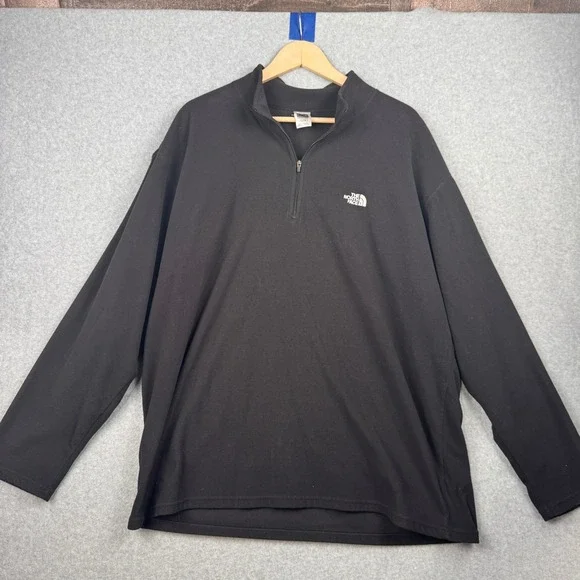 North Face Fleece Pullover Mens XXL Black TKA Glacier 100 Quarter Zip Sweatshirt